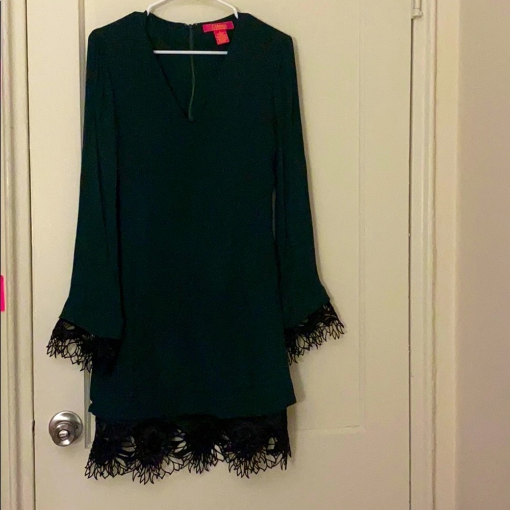 Catherine Malandrino emerald long sleeve dress